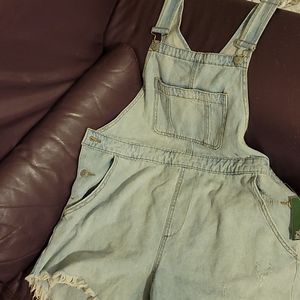 Denim cut-off Shortalls